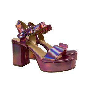 Soda Shoes Macey Women's Metallic Pink Platform Sandals